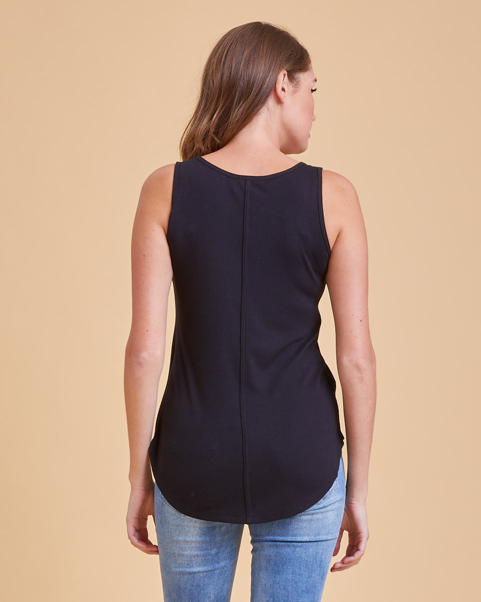 Ribbed Nursing Tank - Black