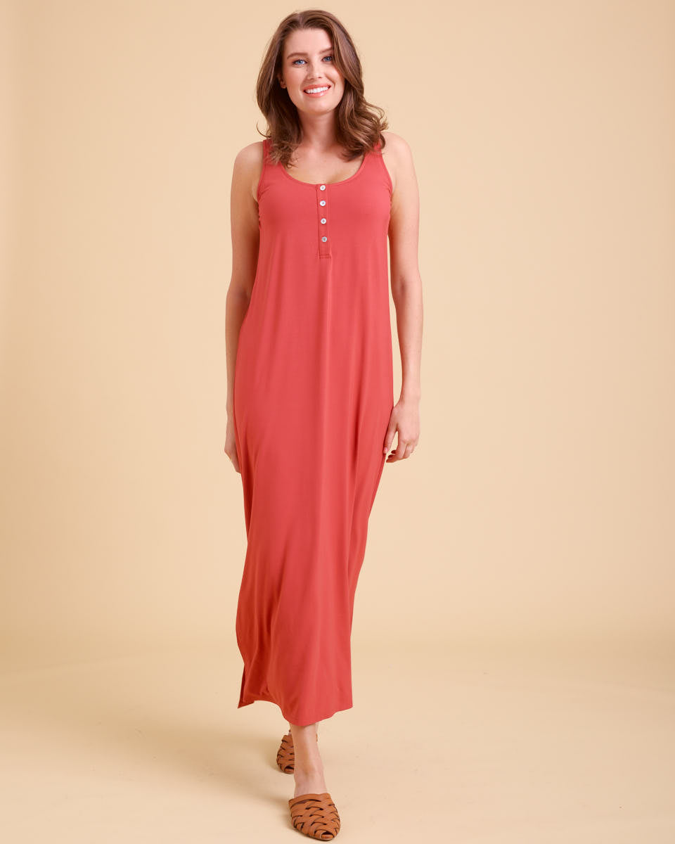 Eva Nursing Tank Dress - Deep Rose - Peachymama
