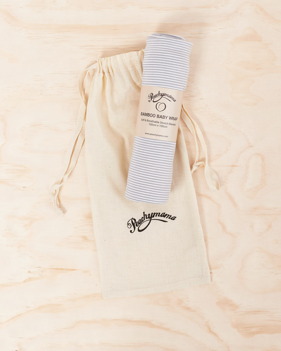 竹制婴儿裹巾 - 灰色条纹