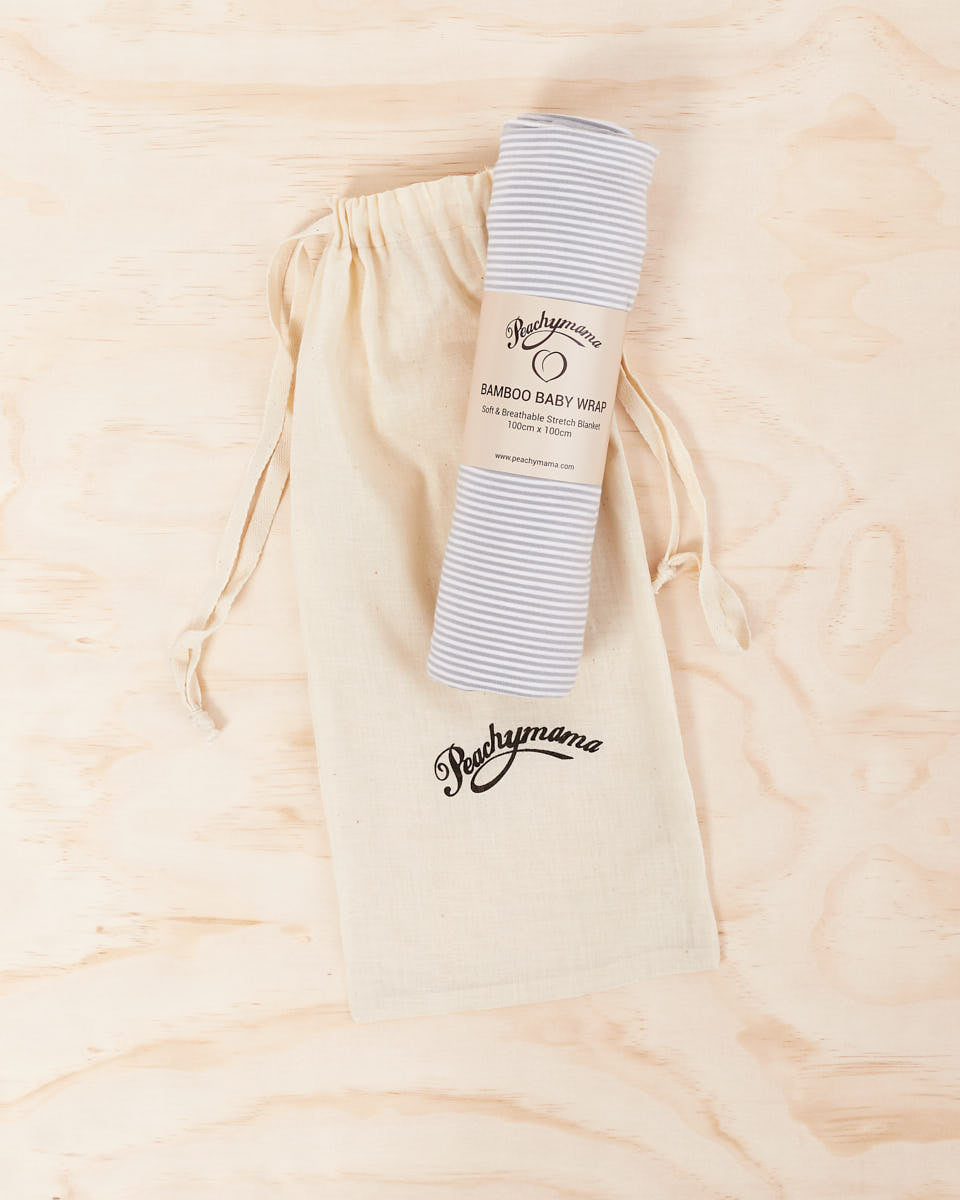Bamboo Baby Wrap - Grey Stripe - Peachymama