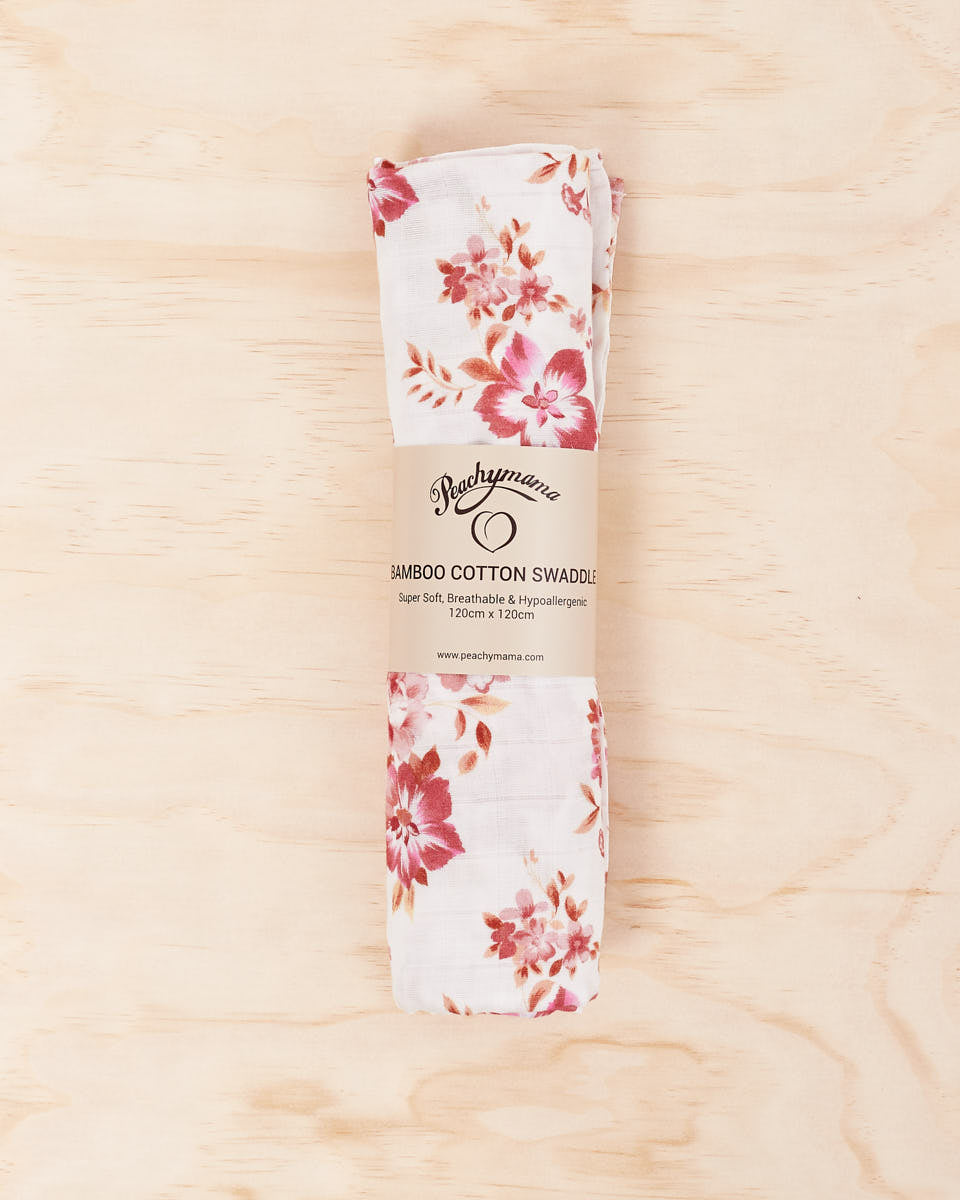 Organic Cotton/Bamboo Swaddle - Eden Floral - Peachymama