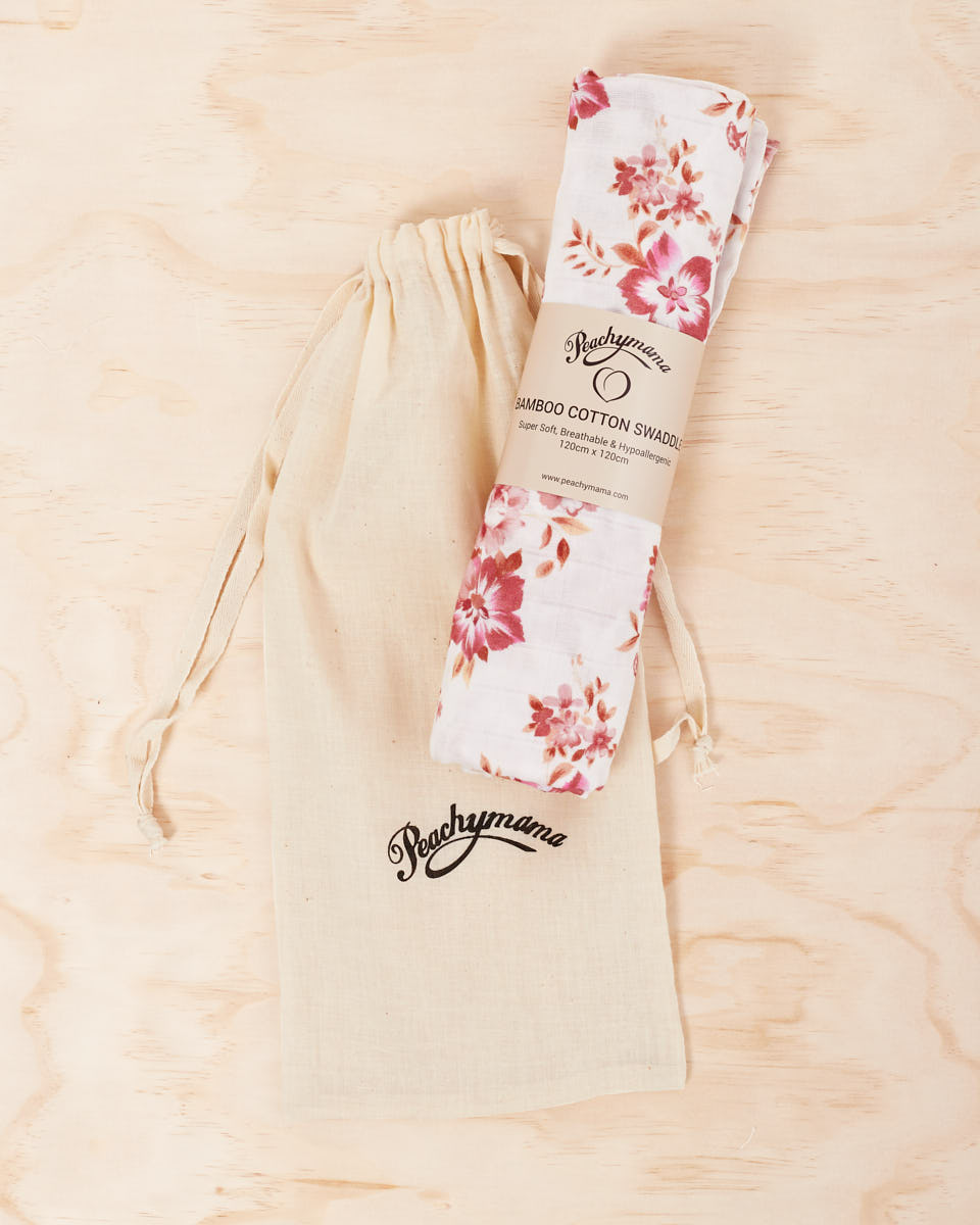 Organic Cotton/Bamboo Swaddle - Eden Floral - Peachymama