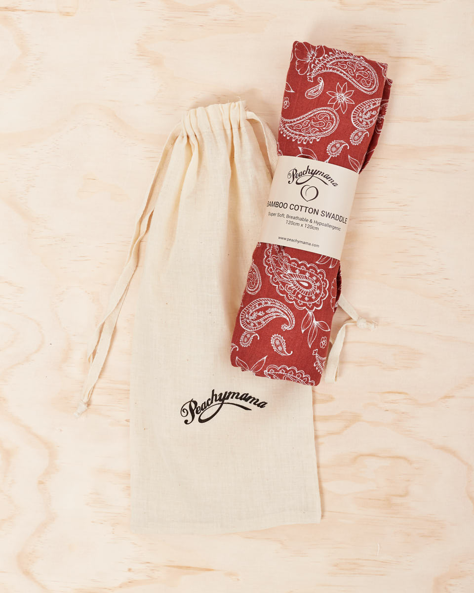 Organic Cotton / Bamboo Swaddle - Rust Paisley