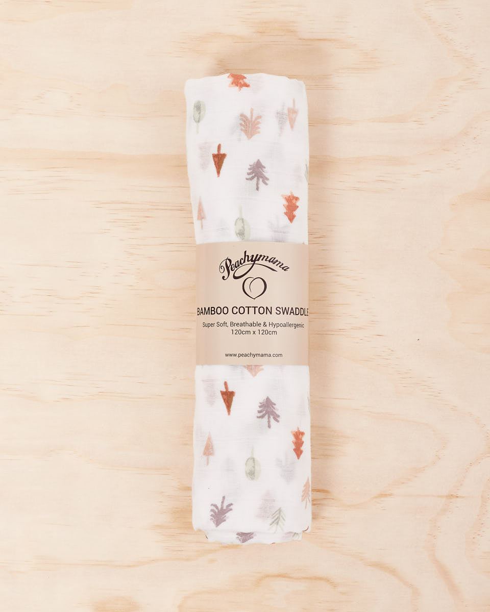 Organic Cotton / Bamboo Swaddle - White Forest - Peachymama