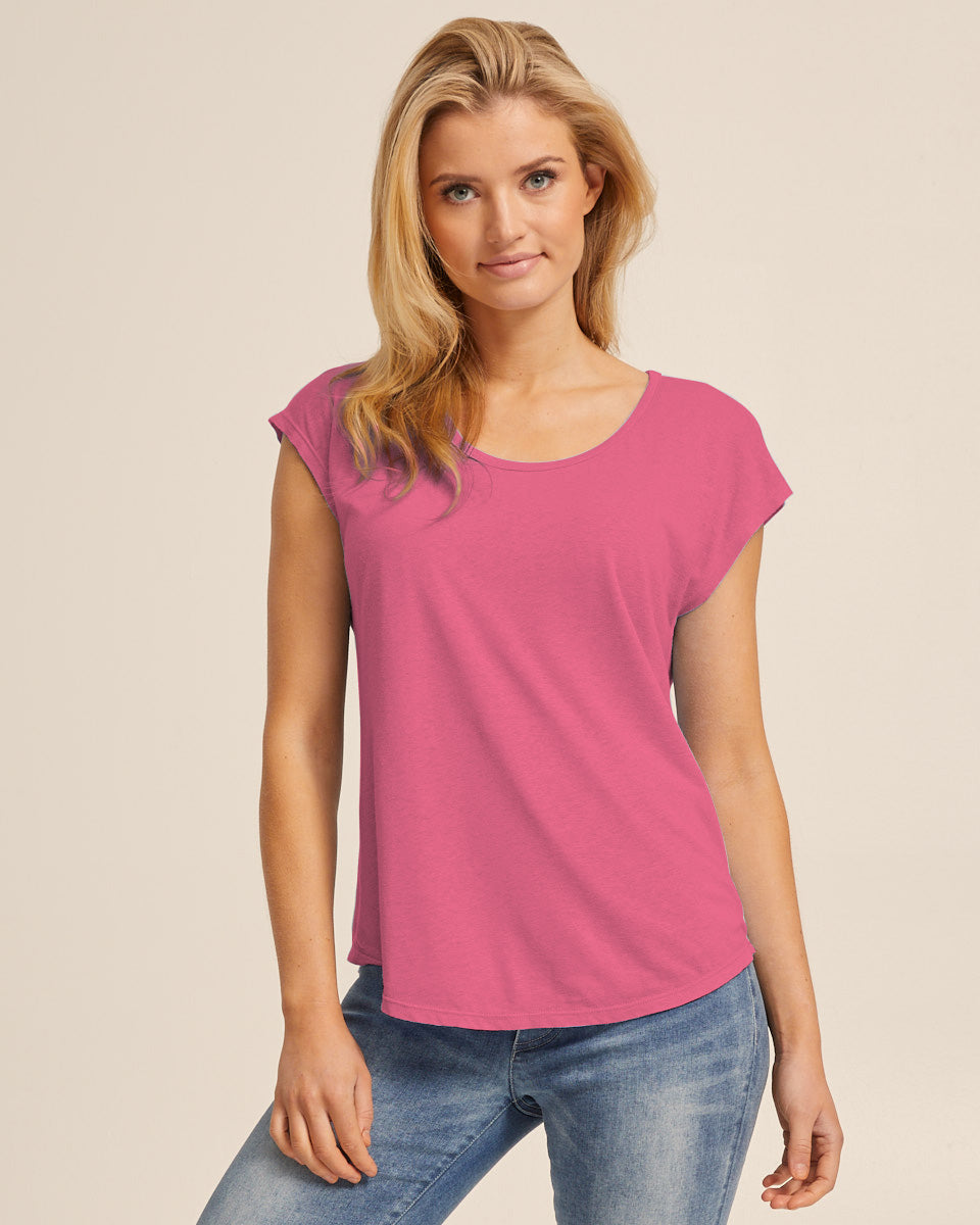 Linen Nursing Tee Fuchsia Peachymama
